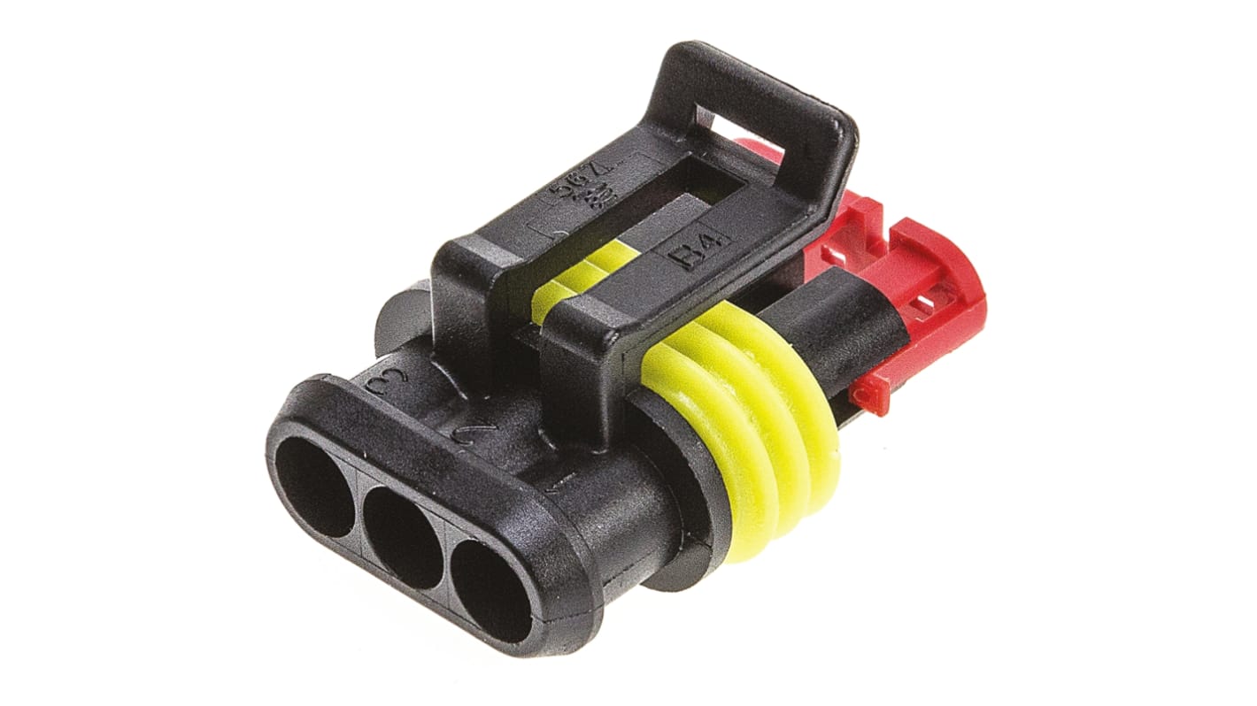 TE Connectivity 中心线线对线连接器, 母座, 3针, AMP Superseal 1.5系列