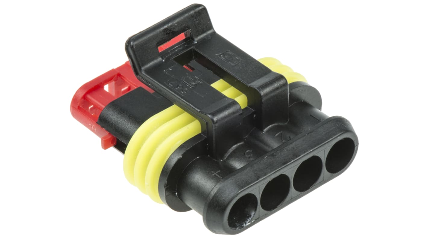 TE Connectivity, AMP Superseal 1.5 Female 4 Way for use with Centerline Wire-to-Wire Connector