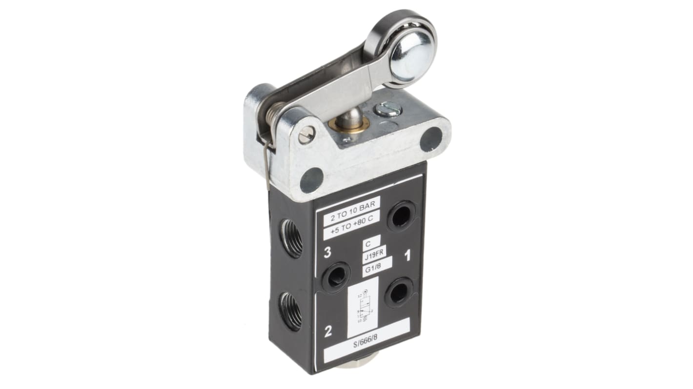 Norgren Roller 3/2 Pneumatic Manual Control Valve S/666 Series, G 1/8, 1/8in, III B