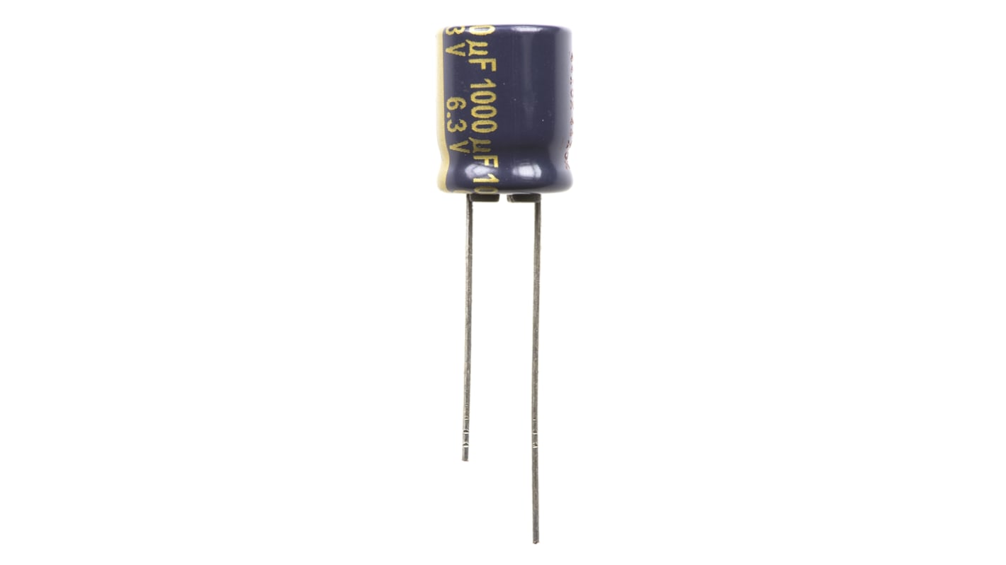 Panasonic 1000μF Electrolytic Capacitor 6.3V dc, Through Hole - EEUFC0J102
