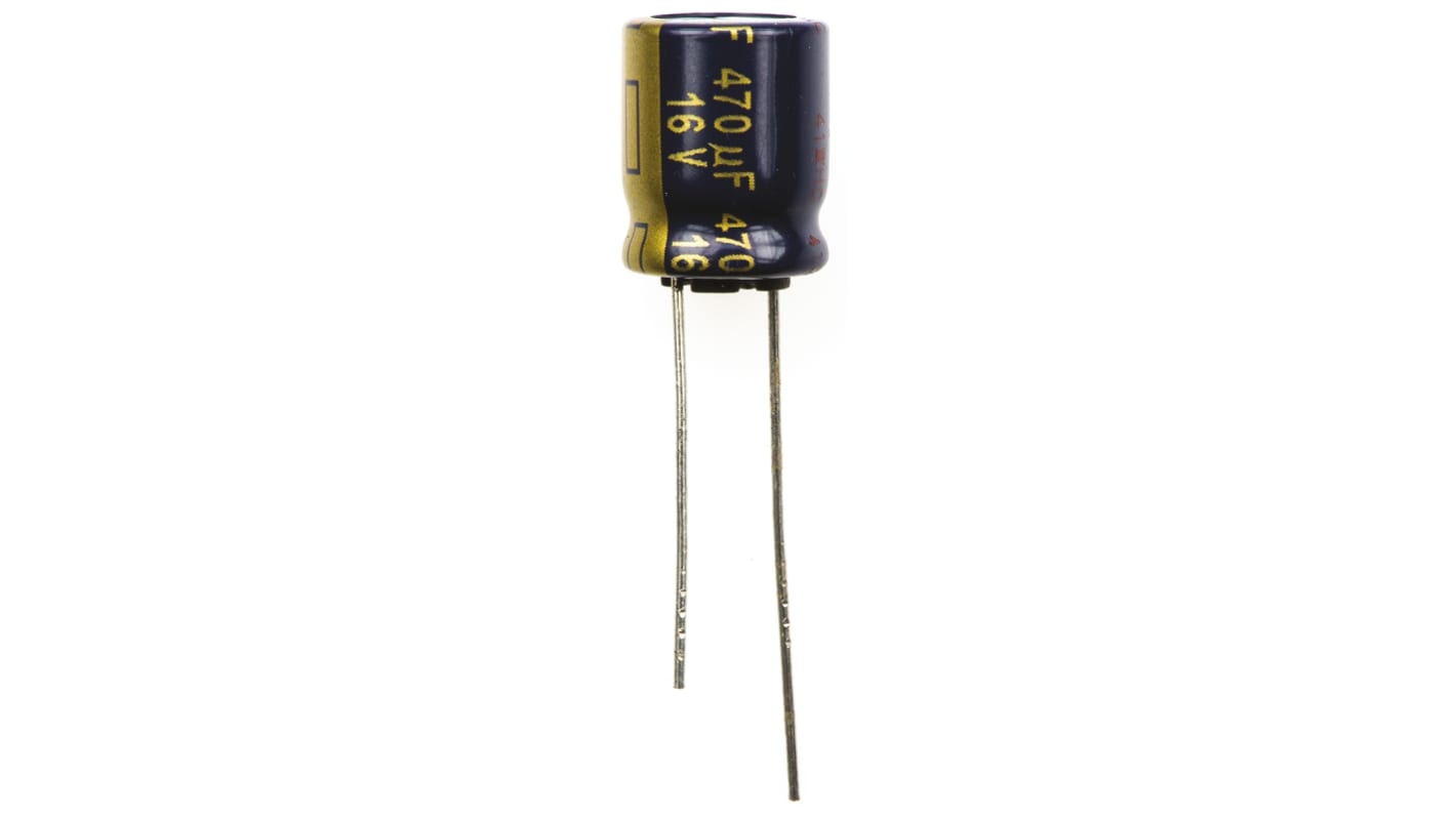Panasonic 470μF Aluminium Electrolytic Capacitor 16V dc, Radial, Through Hole - EEUFC1C471
