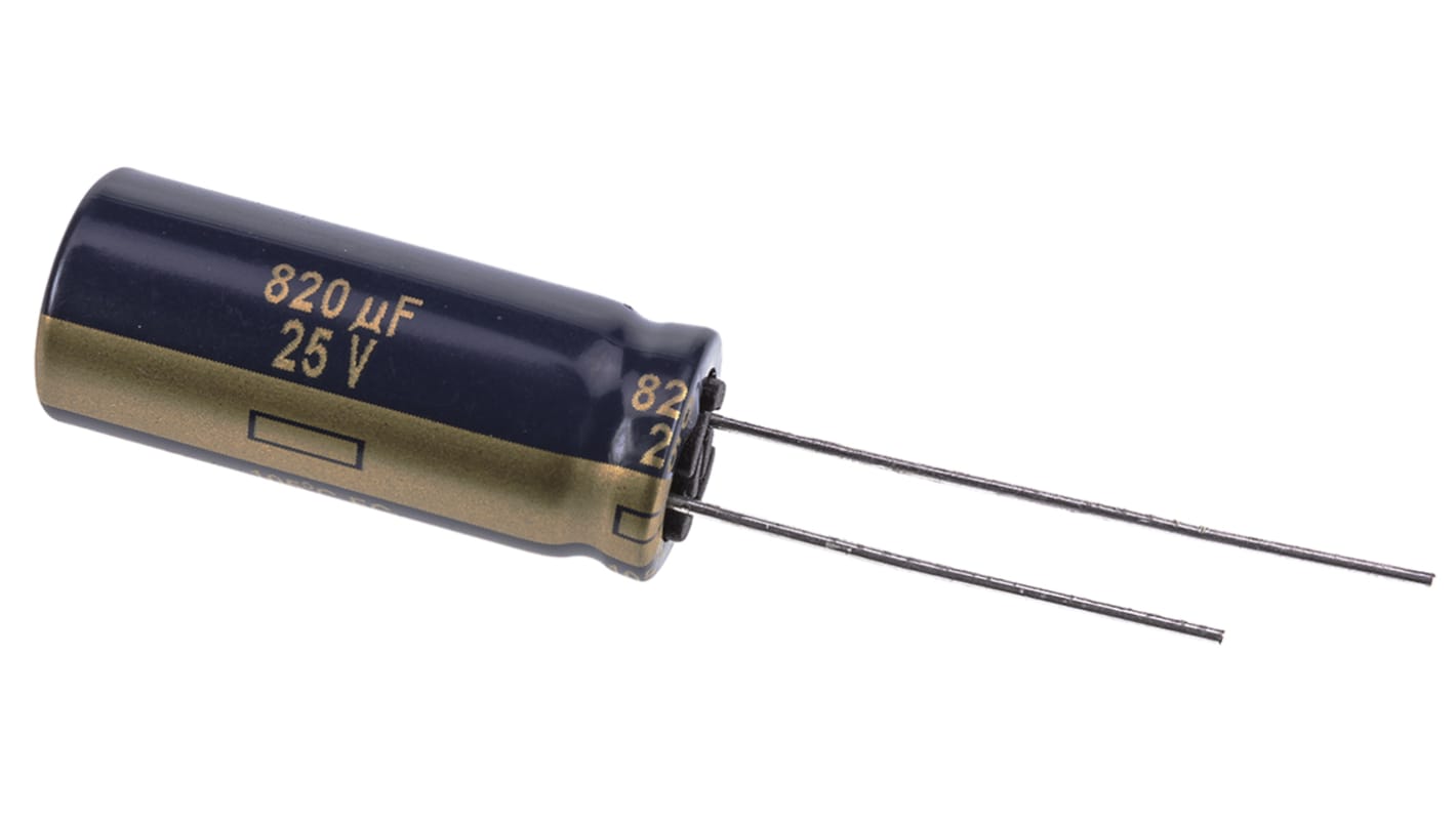 Condensatore Panasonic, serie FC, 820μF, 25V cc, ±20%, +105°C, Radiale, Foro passante