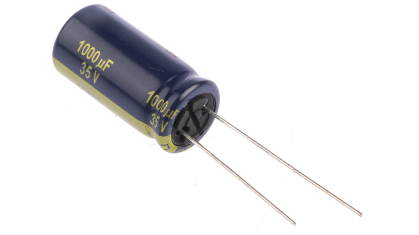 Condensatore elettrolitico Panasonic, serie FC-A, 1000μF, 35V cc, ±20%, +105°C, Radiale, Foro passante