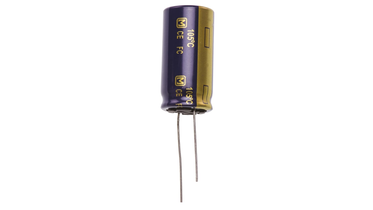 Panasonic 2200μF Aluminium Electrolytic Aluminium Electrolytic Capacitor 50V dc, Radial, Through Hole - EEUFC1H222