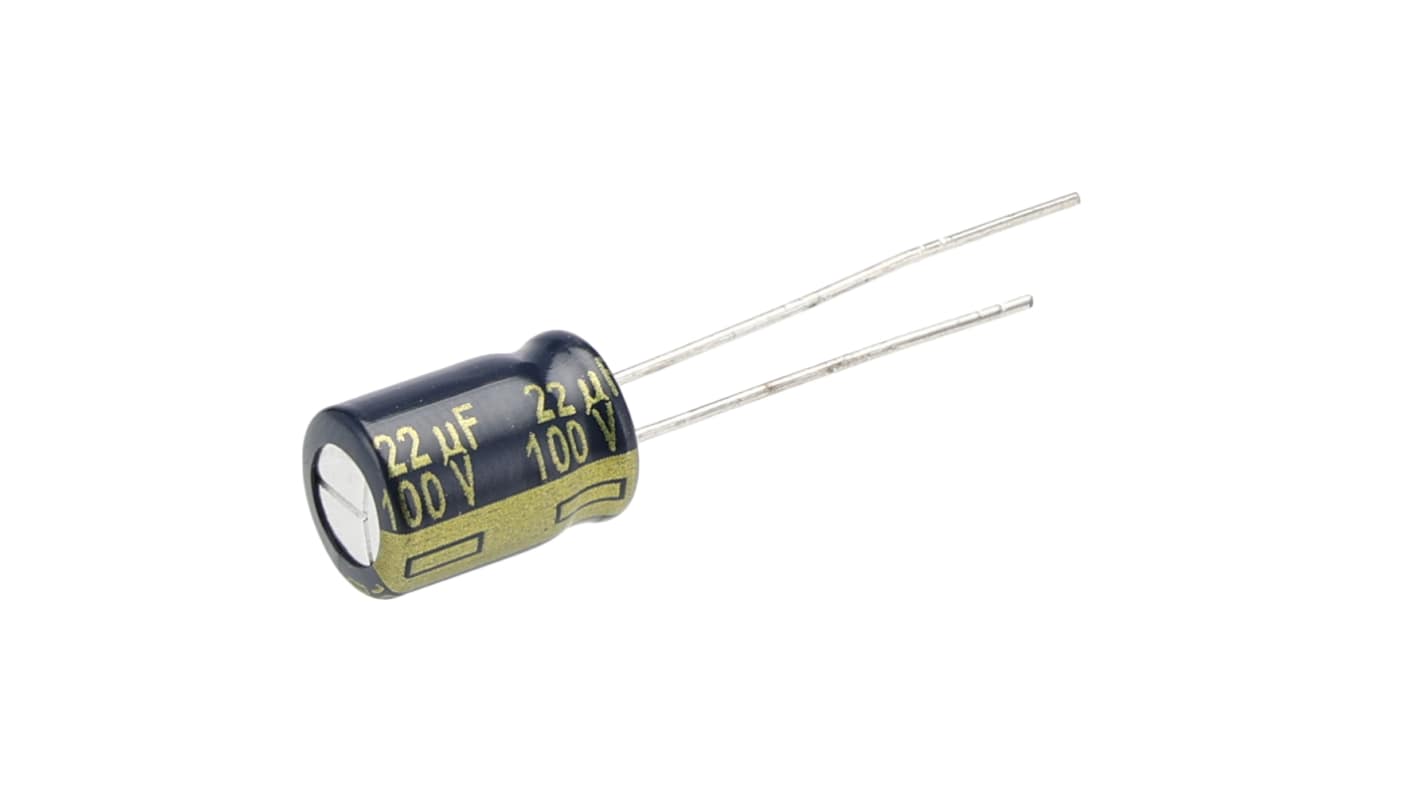 Panasonic 22μF Aluminium Electrolytic Aluminium Electrolytic Capacitor 100V dc, Radial, Through Hole - EEUFC2A220
