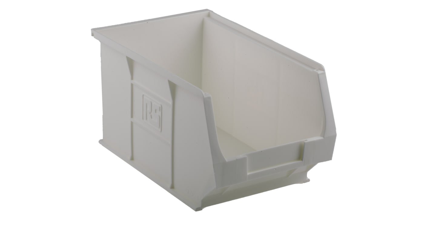 RS PRO PP Storage Bin, 130mm x 150mm, White