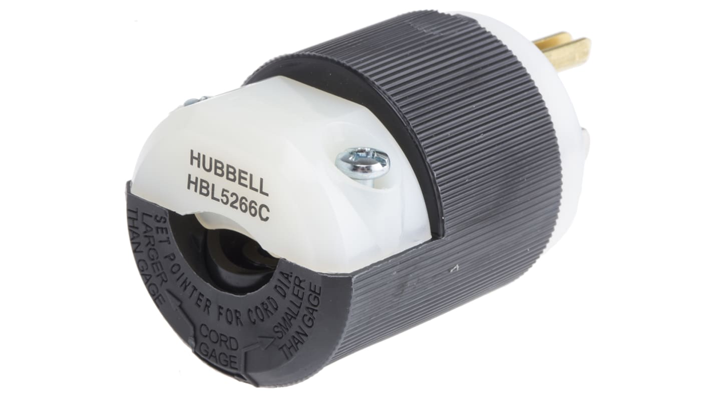 Hubbell USA Mains Plug, 15A, Cable Mount, 125 V