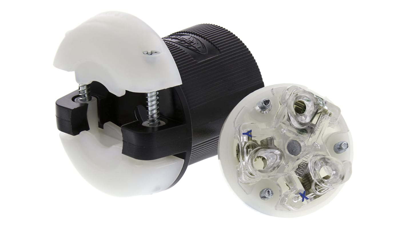 Hubbell USA Mains Plug, 20A Black, Cable Mount Nylon Screw, 250 V