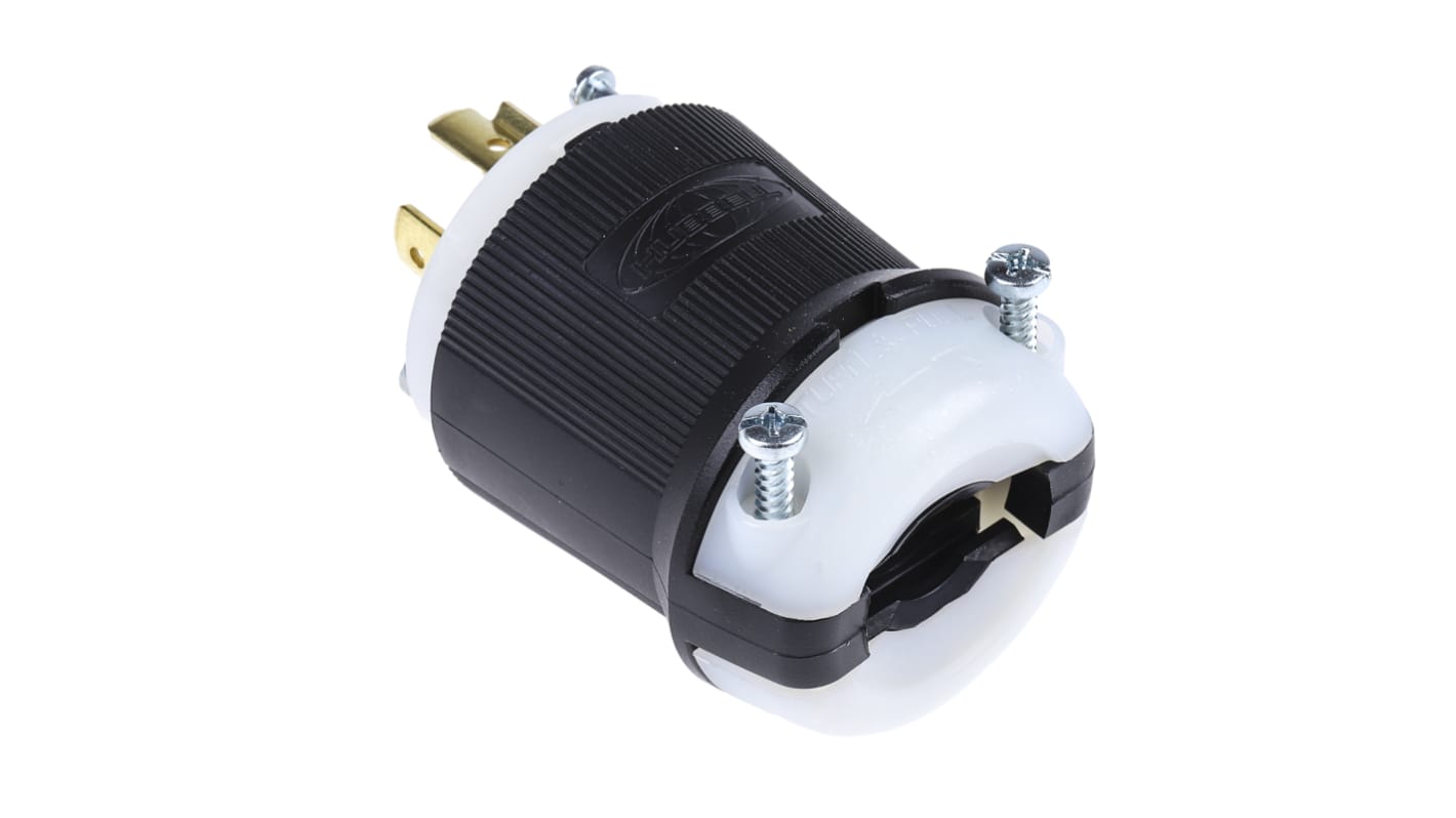 Hubbell USA Mains Plug, 20A Black, Cable Mount Nylon Screw, 250 V