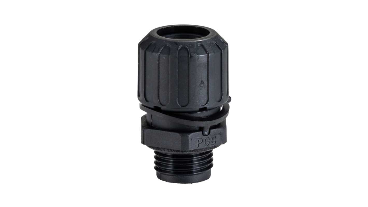 Raccordo per cavi Adaptaflex ASF13/PG9/A & AWB13 ASF in Nylon 66, Nero, filetto PG9, 13mm, protezione IP66, IP67, IP68,