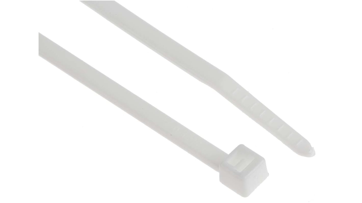 HellermannTyton Cable Tie, 150mm x 3.6 mm, White Polyamide 6.6 (PA66), Pk-100