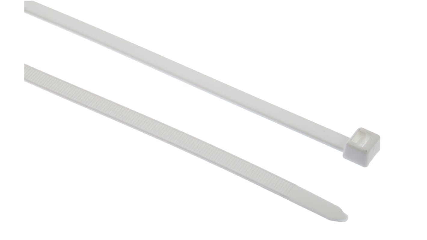 HellermannTyton Cable Tie, 387mm x 7.6 mm, White Polyamide 6.6 (PA66), Pk-100