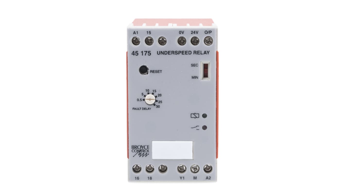 Broyce Control Speed Monitoring Relay, SPDT, DIN Rail