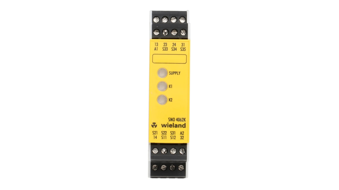 Wieland Dual-Channel Emergency Stop Safety Relay, 24V ac/dc, 2 Safety Contacts