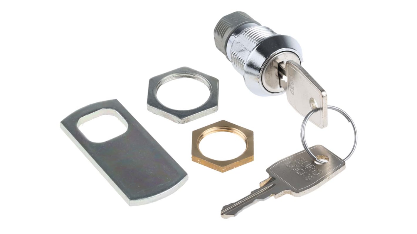 Euro-Locks a Lowe & Fletcher group Company Camlock, 19mm Panel-to-Tongue, 20.1 x 17.6mm Cutout, Key Unlock