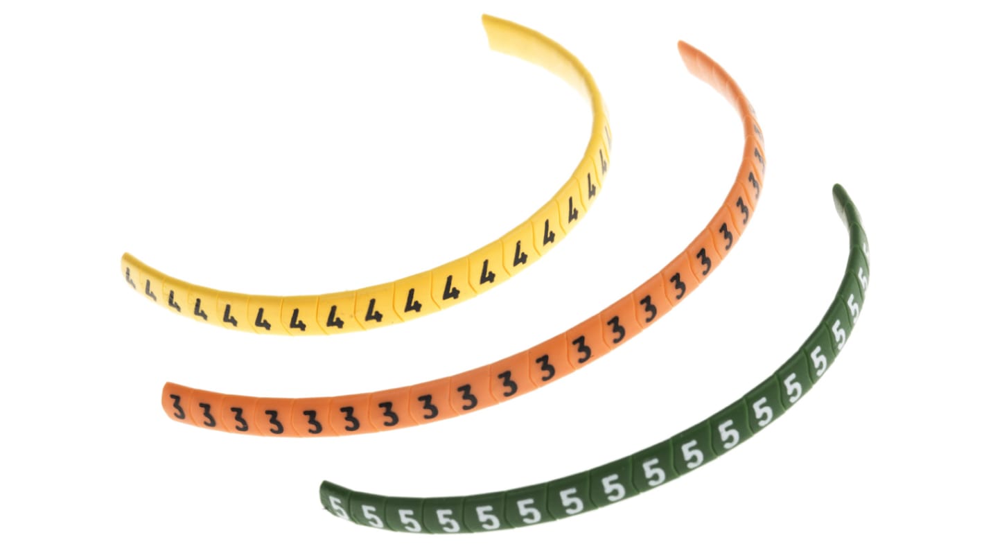 HellermannTyton Ovalgrip Slide On Cable Markers, Black, Blue, Brown, Green, Grey, Orange, Red, Violet, White, Yellow,