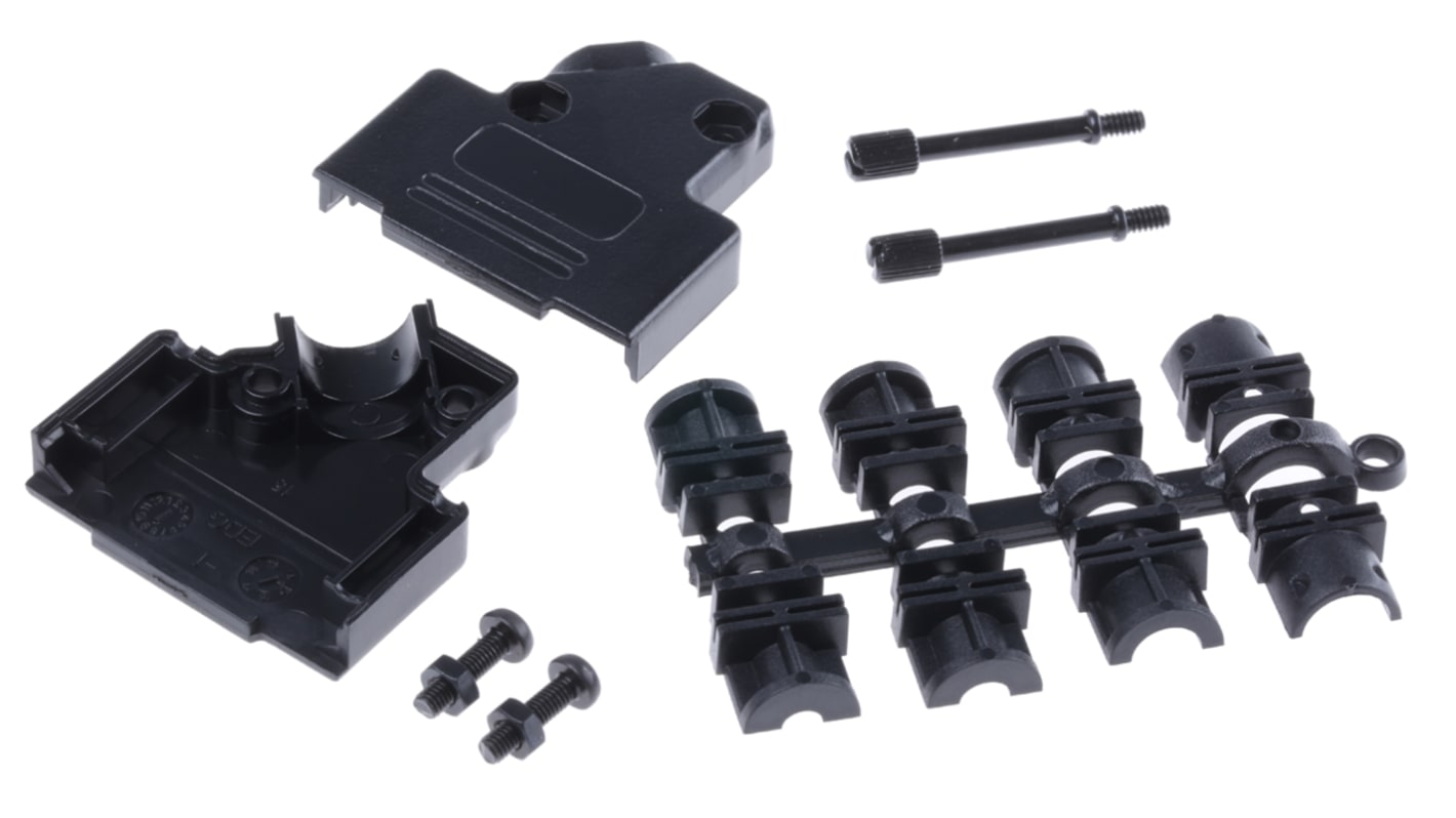 MH Connectors 15针D-Sub外壳, ABS壳体, 斜角, A尺寸, 黑色, MHD45PPK系列