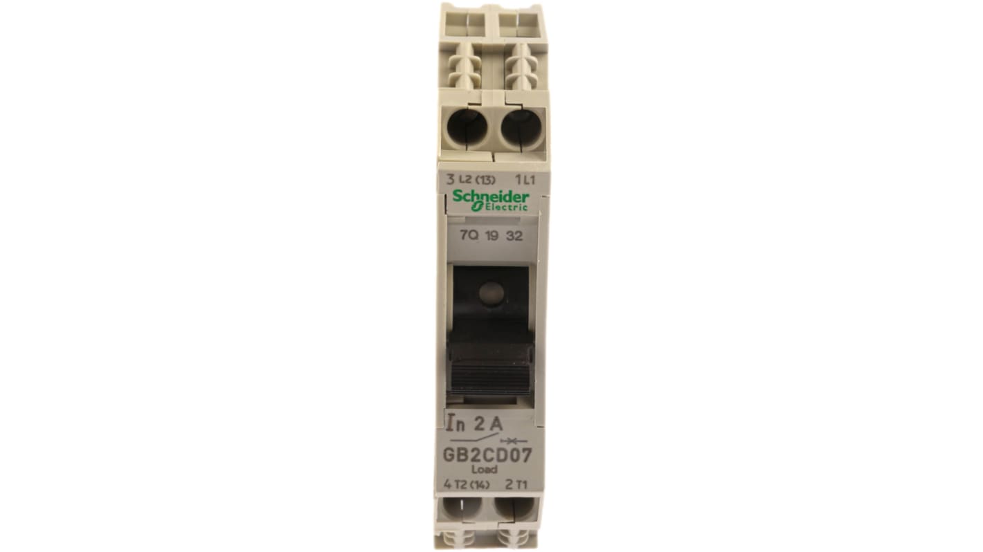 Schneider Electric TeSys Thermal Magnetic Circuit Breaker - GB2 1P + N Pole 250V ac Voltage Rating DIN Rail Mount, 2A