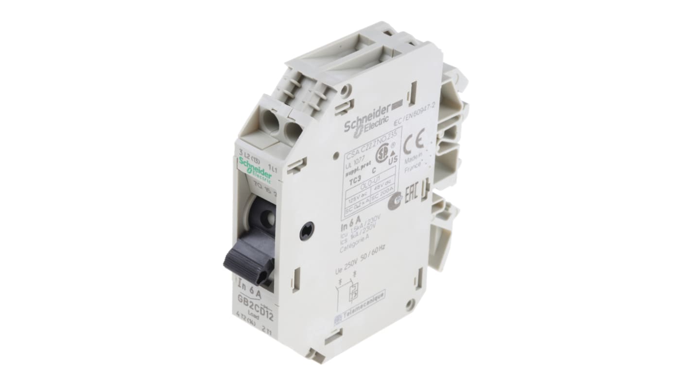 Schneider Electric Thermal Circuit Breaker - GB2 1P + N Pole 250V ac Voltage Rating DIN Rail Mount, 6A Current Rating