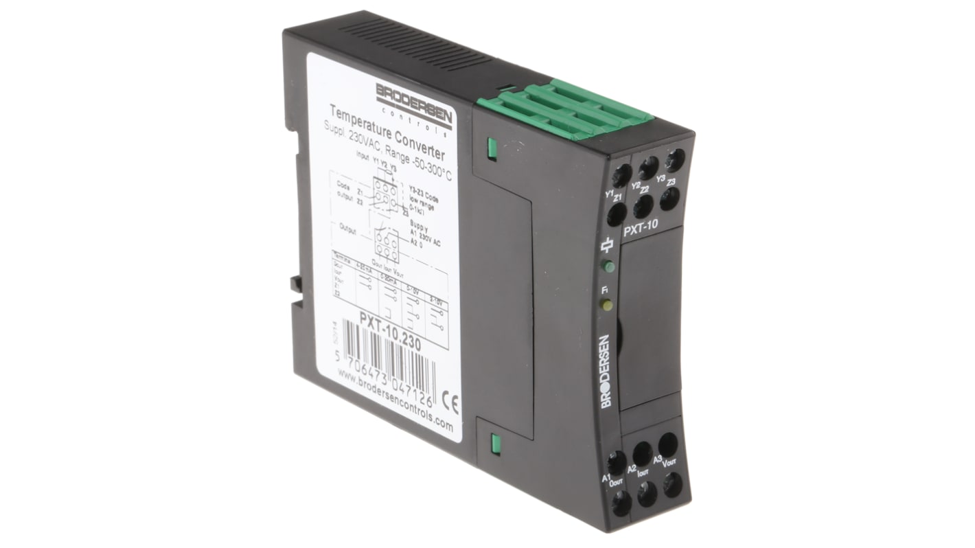 Acondicionador de señal Brodersen Controls 9100, alim. 230V ac, in. -50 → 300°C, out. 0 → 10 V cc, 0