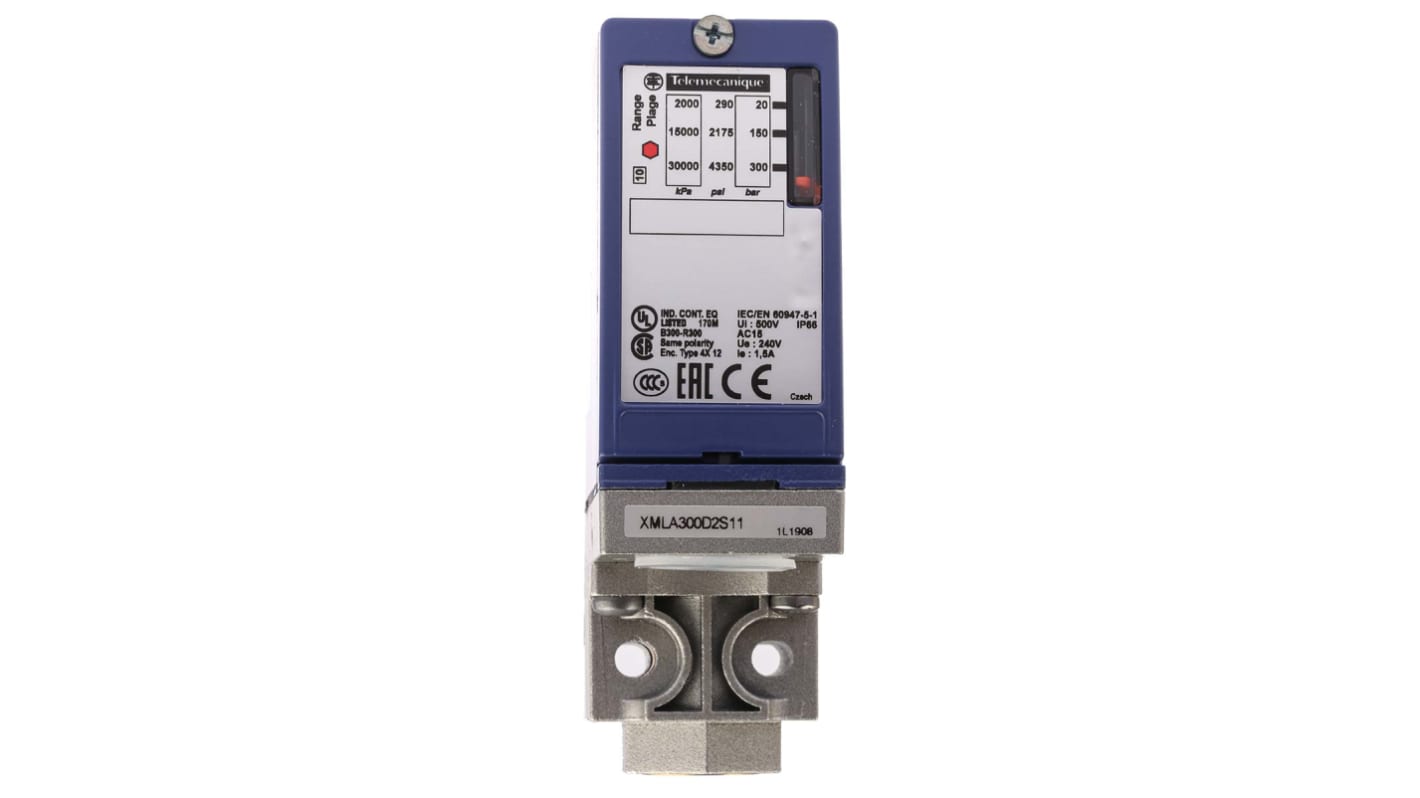 Telemecanique Sensors Pressure Sensor, 20bar Min, 300bar Max, Relay Output, Differential Reading