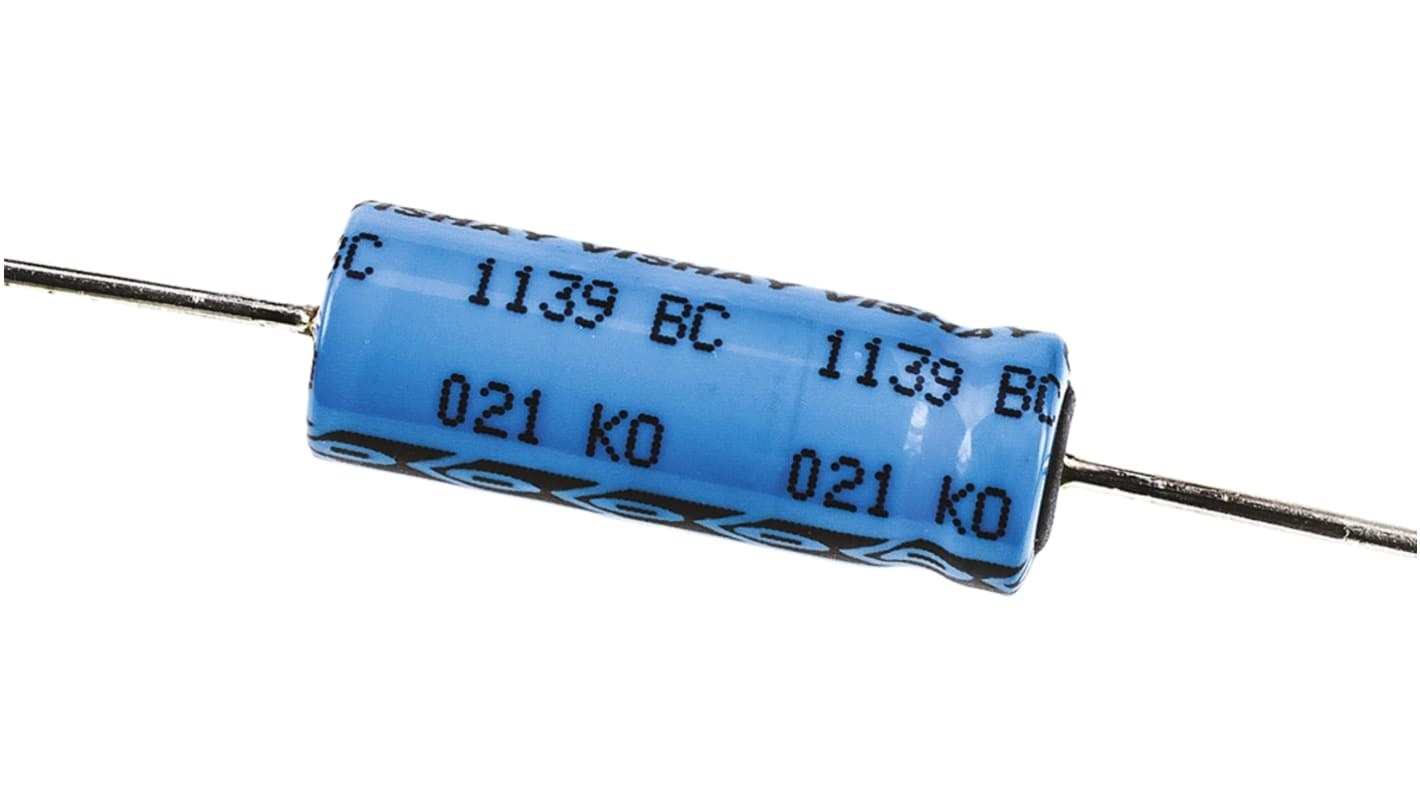 Vishay 021 ASM, THT Alu Kondensator, Elko 47μF ±20%, 63Vdc, Ø 6,5mm x 18mm, –40 → +85 °C