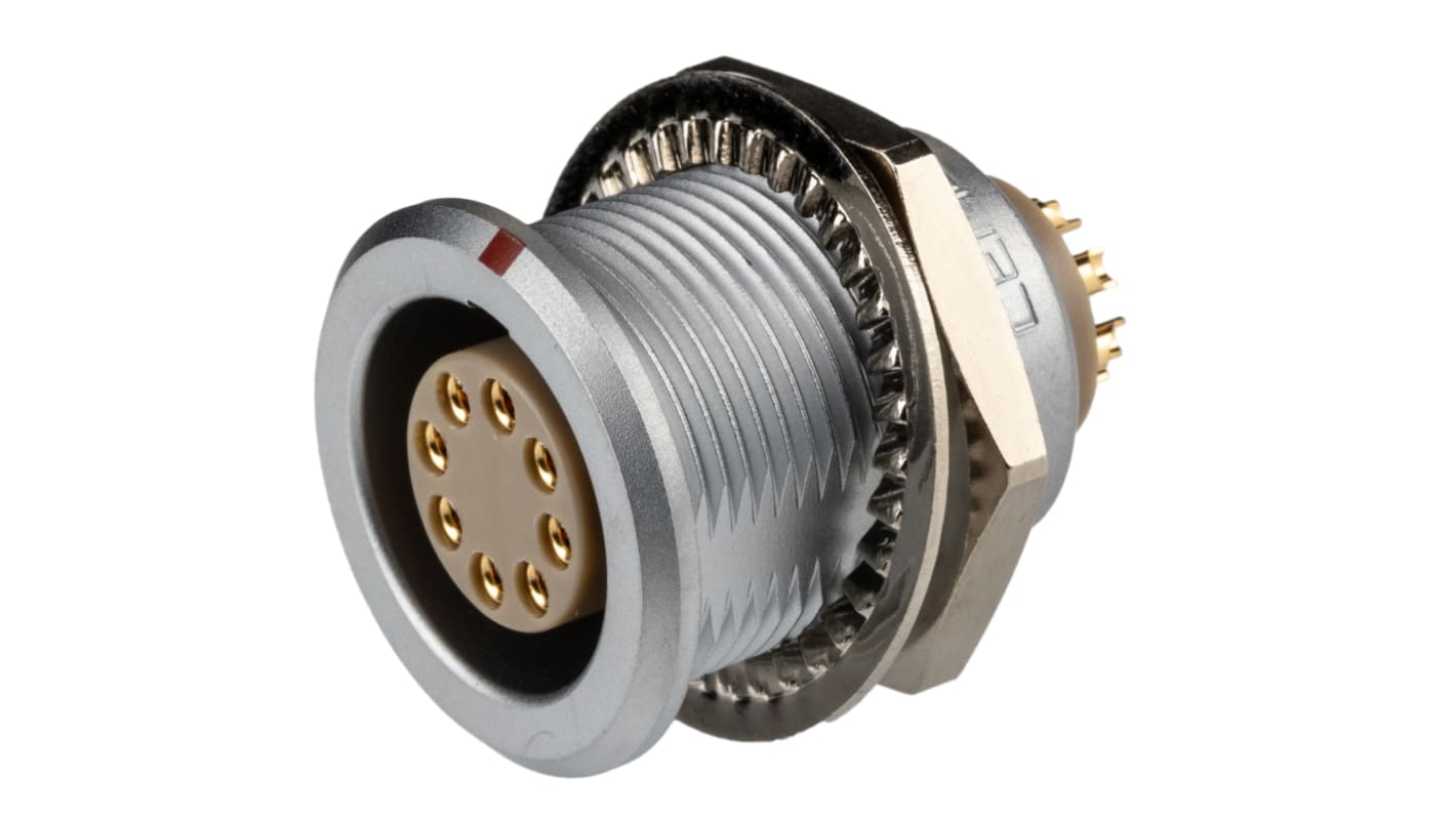 LEMO Circular Connector, 8 Contacts, Panel Mount, Socket, Female, IP50, 3B Series
