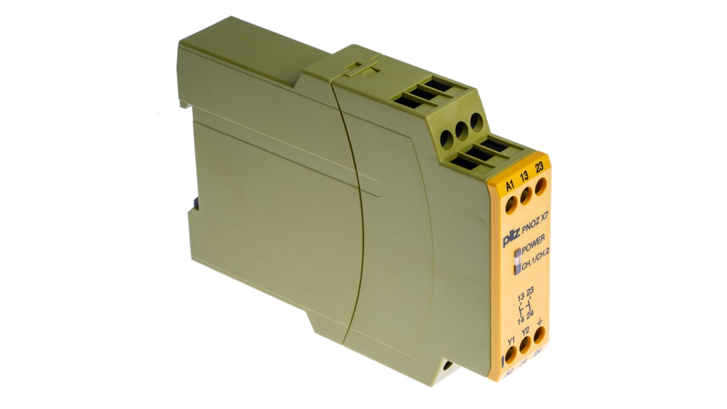 Relé de seguridad Pilz PNOZ X PNOZ X7 de 1 canal, para Parada de Emergencia, 110V ac, cat. seg. ISO 13849-1 2