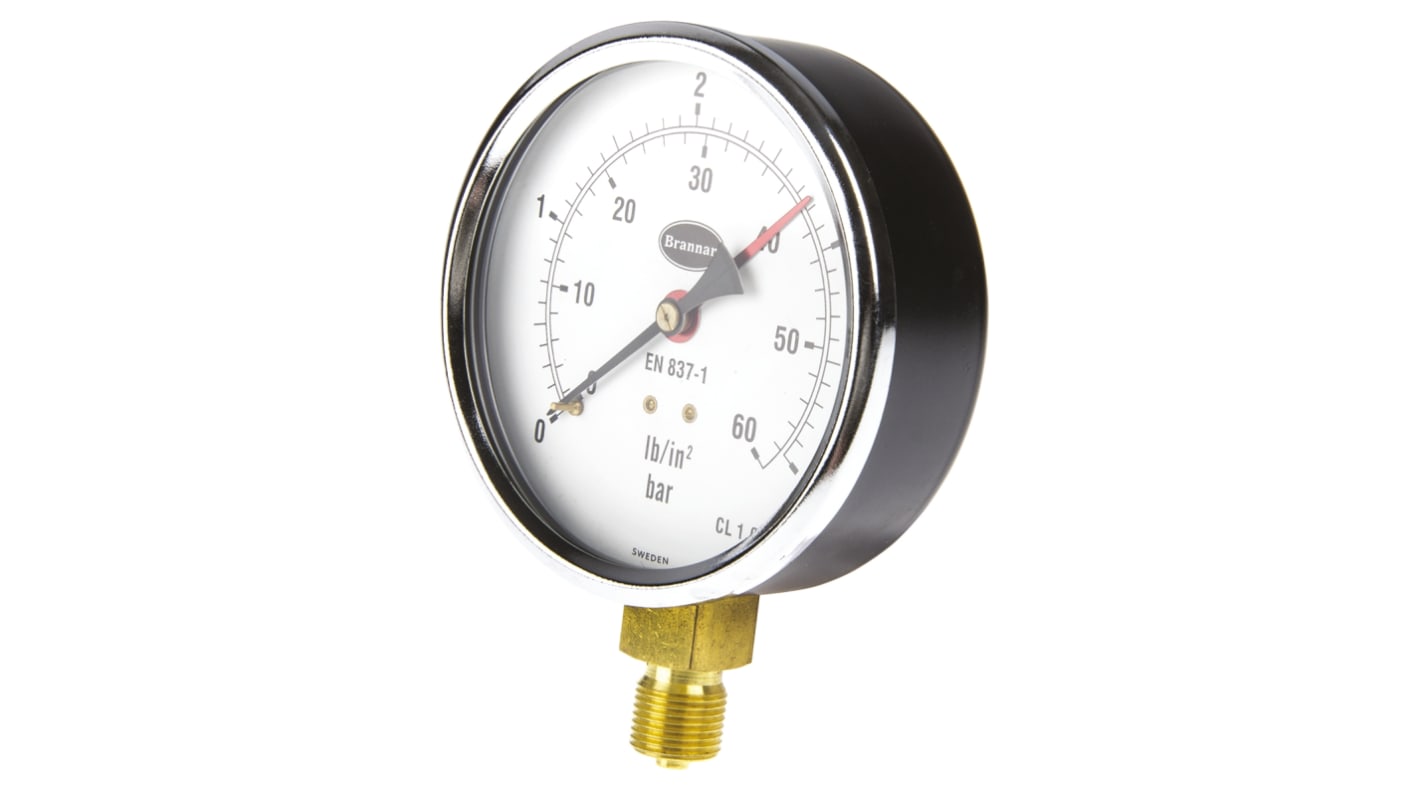 Brannan G 3/8 Analogue Pressure Gauge 4bar Bottom Entry, 34/653/0, 0bar min.