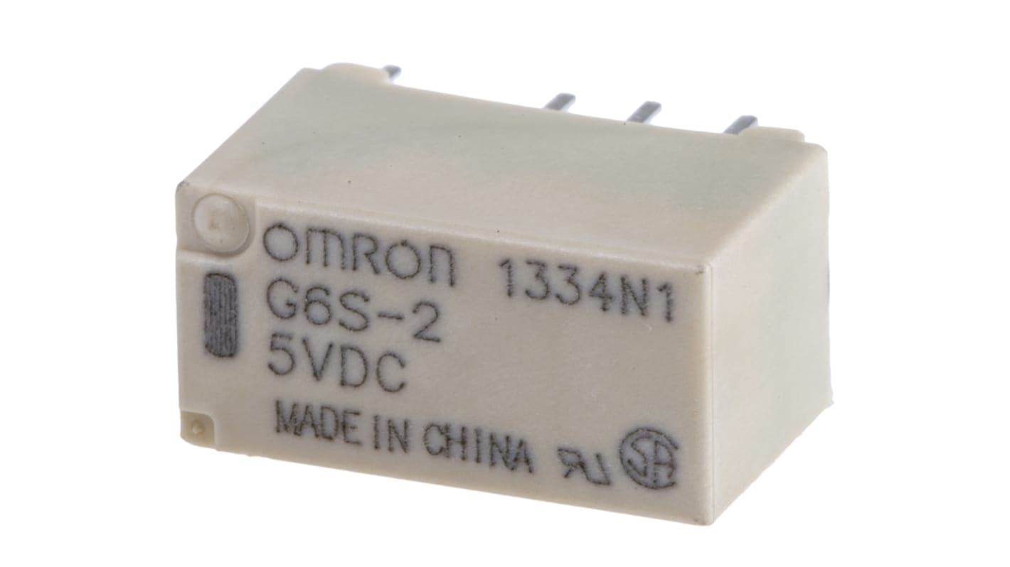 Omron 信号继电器, 5V 直流线圈, DPDT, PCB安装, 2A切换, HFD23系列