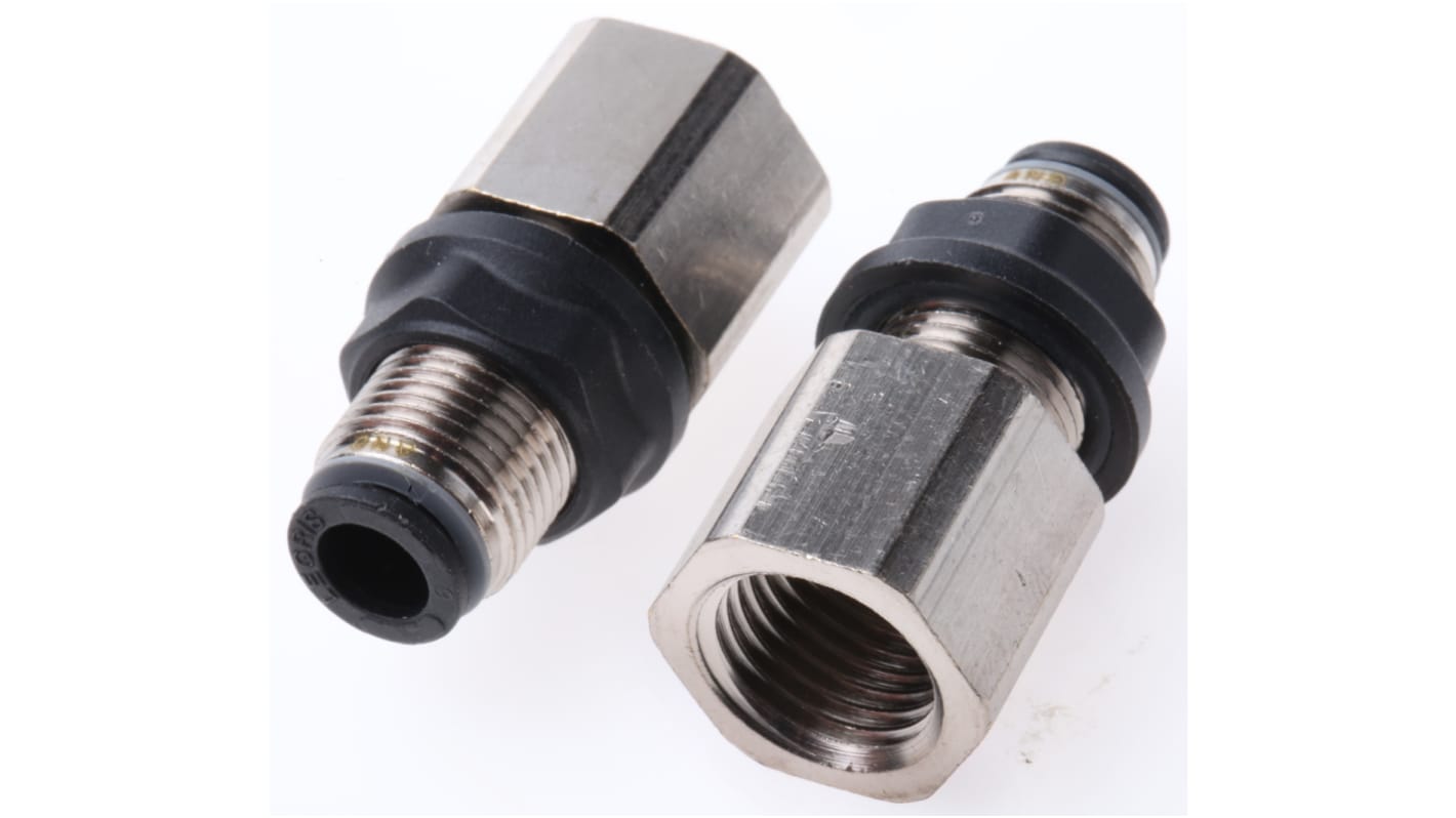 Legris LF3000 Series Bulkhead Threaded-to-Tube Adaptor, G 1/4 Female to Push In 6 mm, Threaded-to-Tube Connection Style