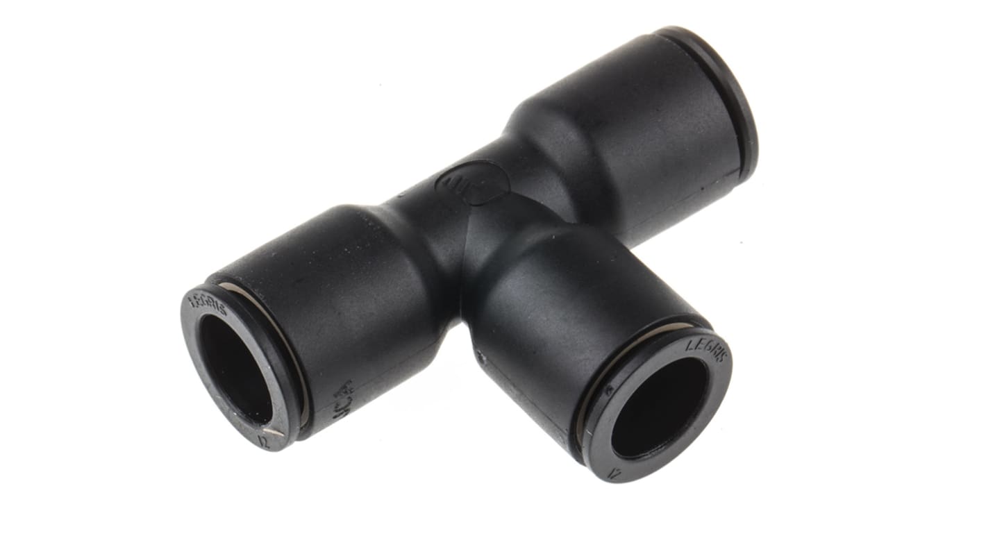 Legris LF3000 Series Tee Tube-to-Tube Adaptor Push In 12 mm, Push In 12 mm to Push In 12 mm, Tube-to-Tube Connection