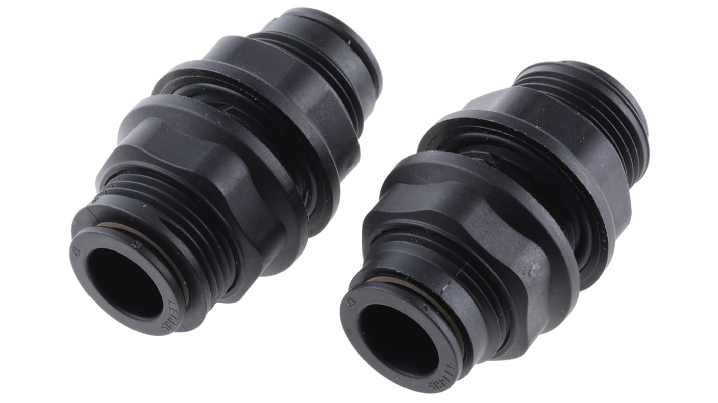 Legris LF3000 Series Bulkhead Tube-to-Tube Adaptor, Push In 12 mm to Push In 12 mm, Tube-to-Tube Connection Style