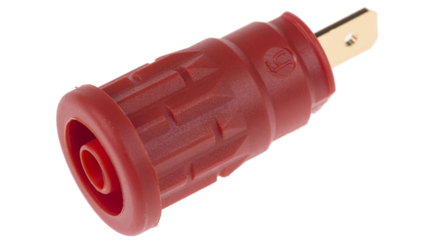 Conector banana hembra Hembra, 24A, 1000V ac/dc, Contacto Oro, Rojo