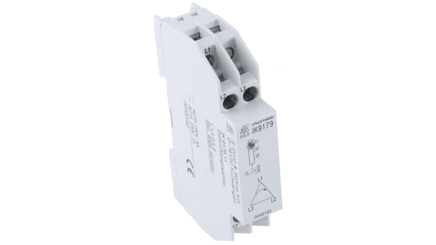 Dold Phase Monitoring Relay, 3 Phase, SPDT, DIN Rail