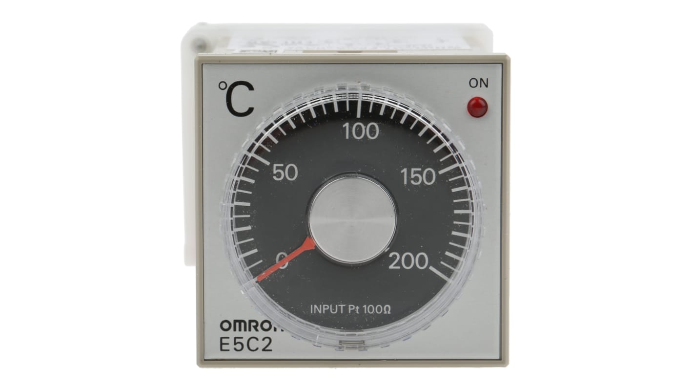 Omron E5C2 Panel Mount, Din-Rail Removable Socket On/Off Temperature Controller, 48 x 48mm Relay, 100 → 240 V ac Supply