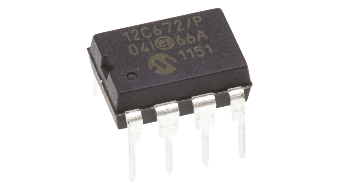 Microchip PIC12C单片机, PIC内核, 8针, PDIP, 最大4MHz, 2048 x 14 字 EPROM, 128 B RAM