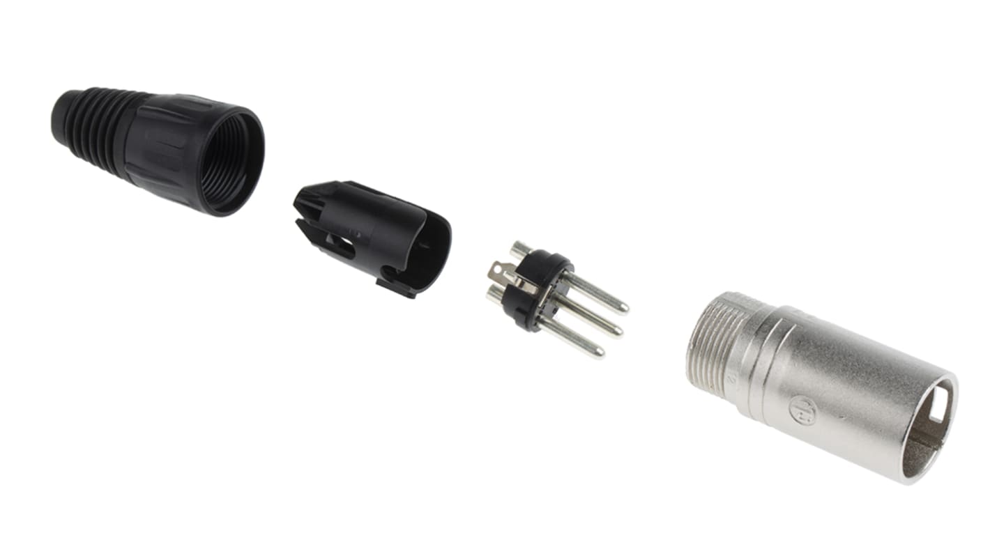 Neutrik Cable Mount XLR Connector, Male, 50 V, 3 Way, Silver Plating