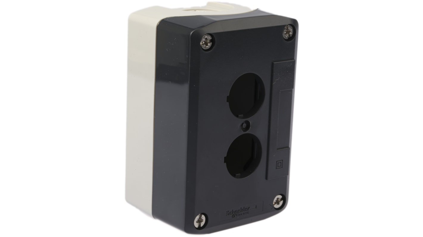 Schneider Electric 双孔按钮盒, Φ22mm孔径, 灰色塑料外壳, IP66, IP67, IP69(IP69K), 最高+70°C, 106mm x 68mm x 53mm, XALD系列
