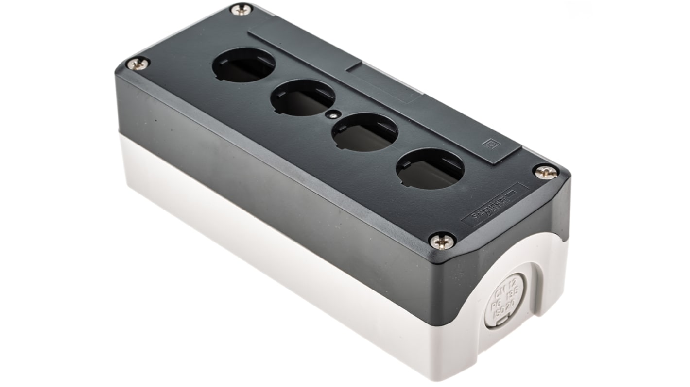 Schneider Electric Grey Plastic Harmony XALD Control Station Enclosure - 4 Hole 22mm Diameter