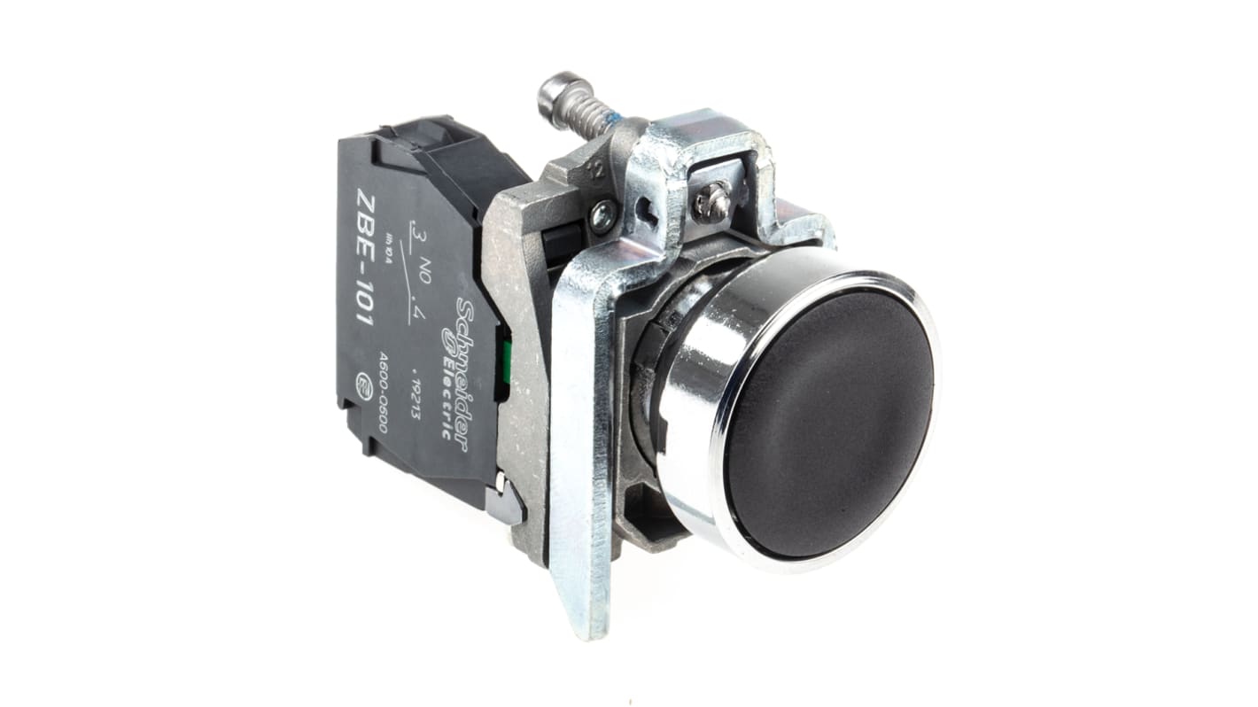 Schneider Electric 按钮, Φ22mm开孔, 面板安装, 黑色圆形镀铬金属, 单刀单掷, IP66, IP67, IP69(IP69K), Harmony XB4系列