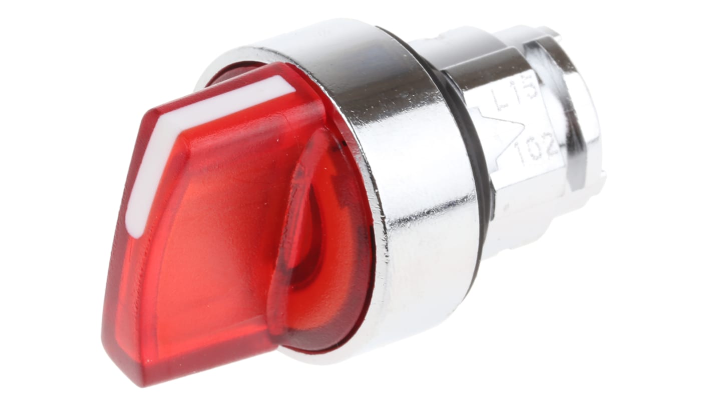 Schneider Electric Harmony XB4 Series 2 Position Selector Switch Head, 22mm Cutout, Red Handle