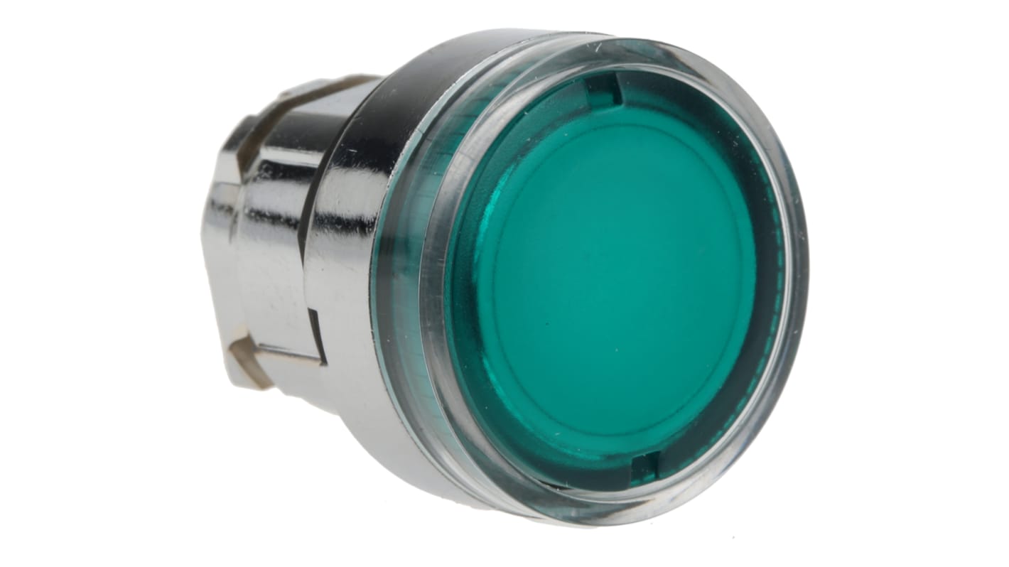 Schneider Electric Harmony XB4 Series Green Illuminated Spring Return Push Button Head, 22mm Cutout, IP66, IP67, IP69K