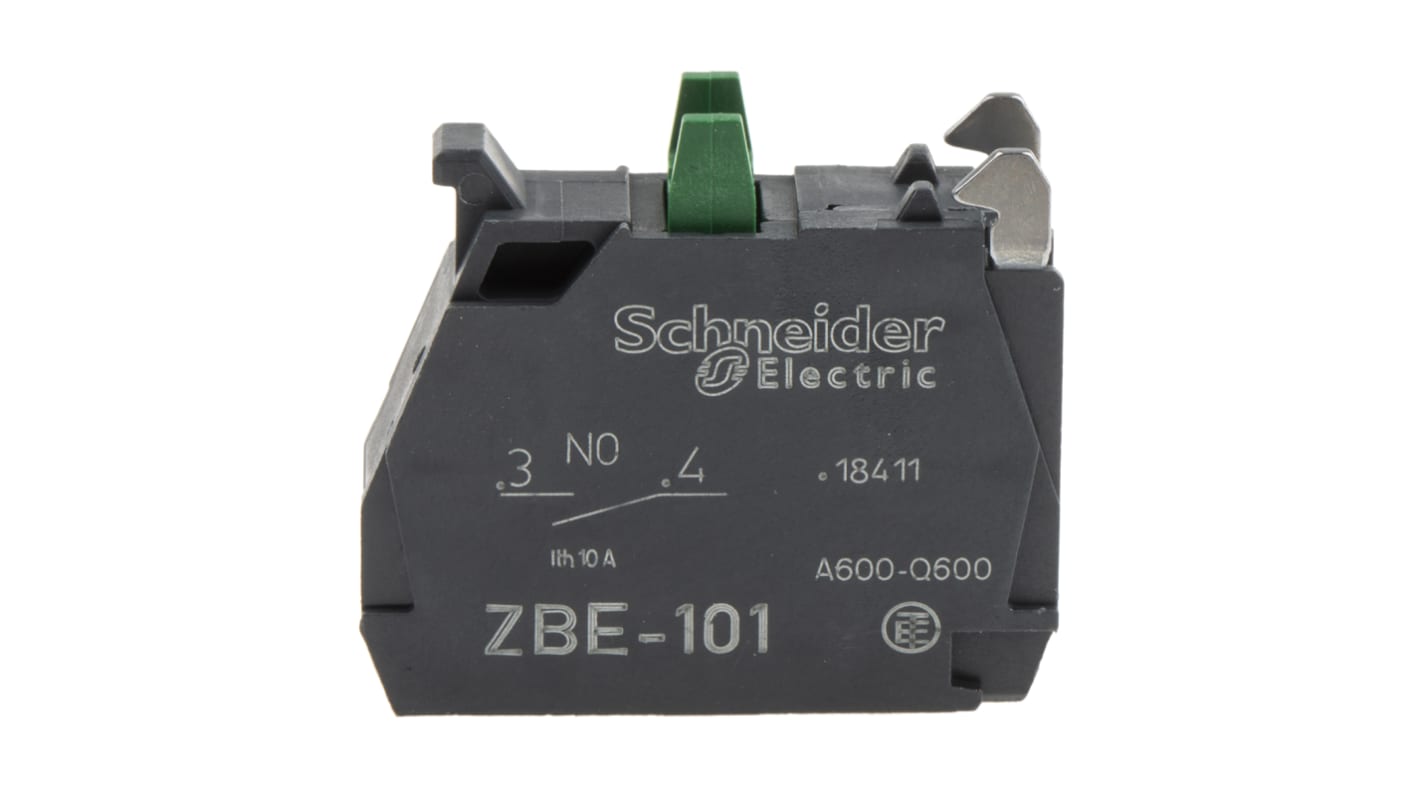 Schneider Electric コンタクトブロック SPST 600V ネジターミナル ZBE101