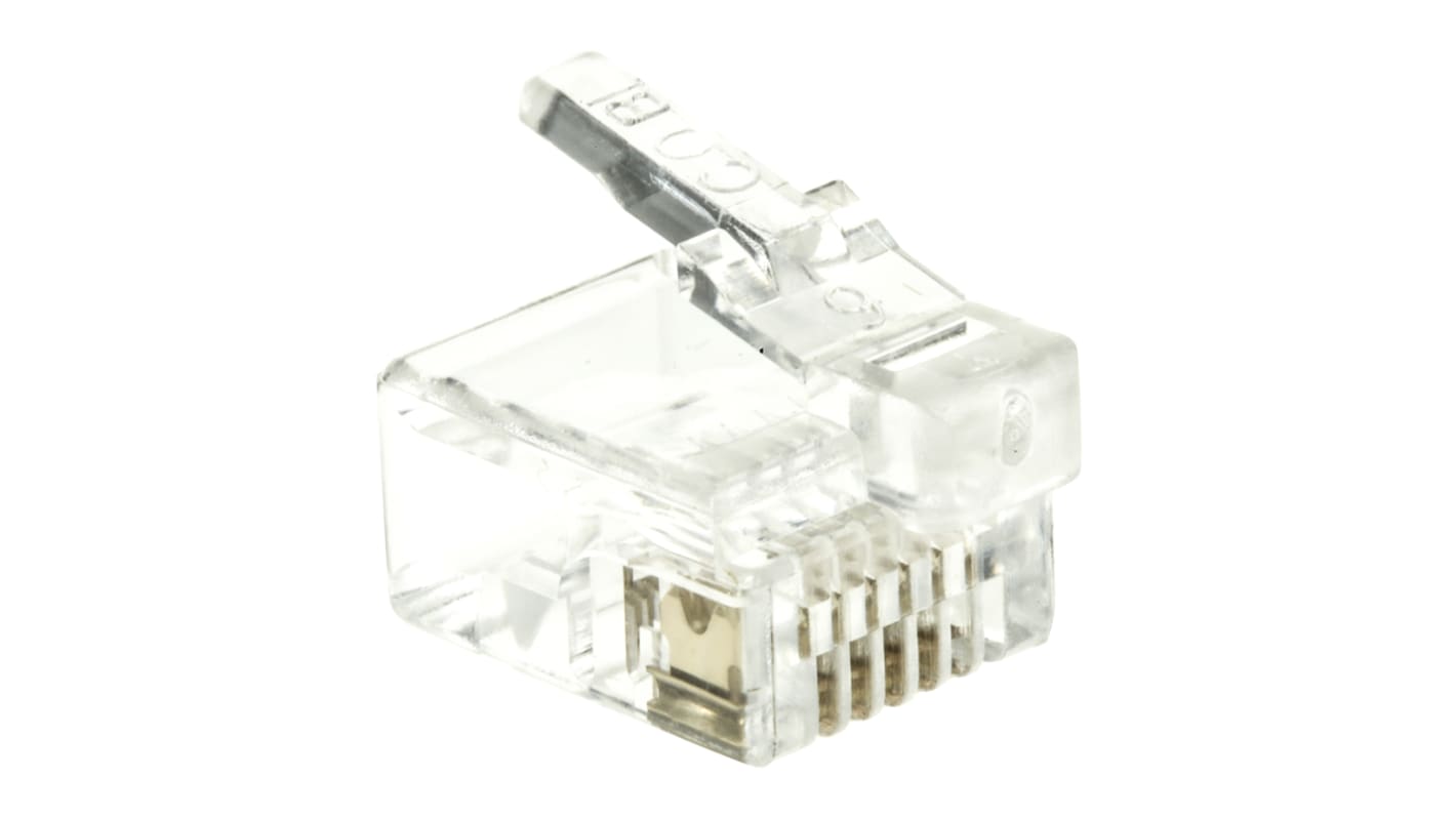 RS PRO RJ11Cat4水晶头, 电缆安装, 6P6C路, 直向