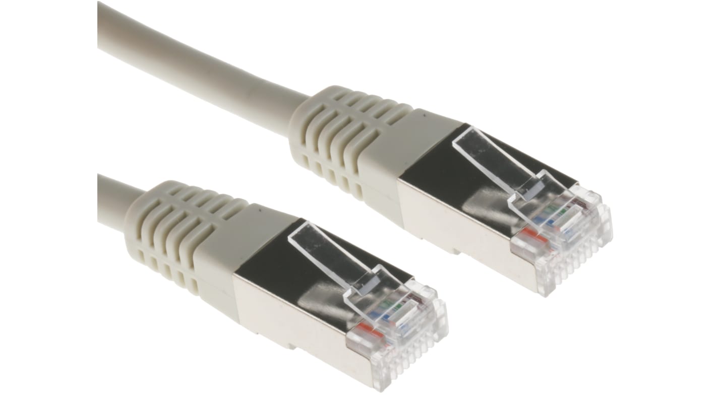 RS PRO, 1m Cat5, Grey RJ45 to Male RJ45 Male, F/UTPShielded, Terminated PVC Sheath