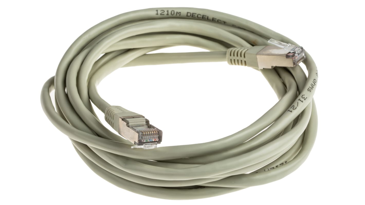 Cavo Ethernet Cat5 (F/UTP) Decelect, guaina in PVC col. Grigio, L. 3m, Con terminazione