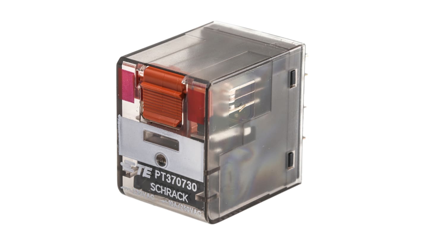 TE Connectivity PCB Mount Power Relay, 230V ac Coil, 10A Switching Current, 3PDT