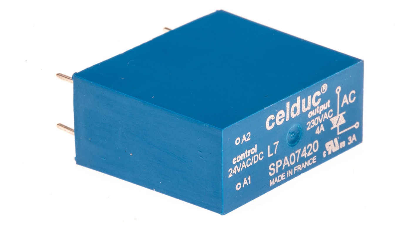 Celduc ソリッドステートリレー 最大負荷電流:4 A 最大負荷電圧:275 V ac 基板実装, SPA07420