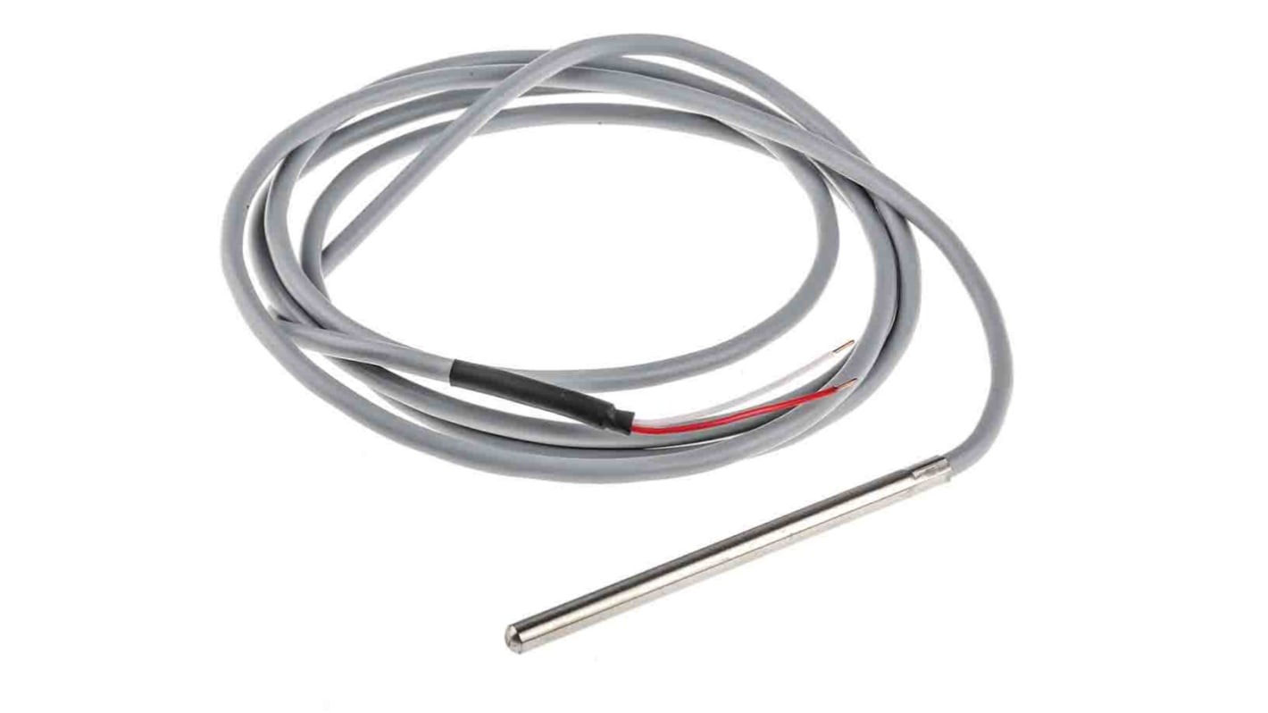 RS PRO PT1000 RTD Sensor, 7mm Dia, 100mm Long, 2 Wire, Probe, Classe A +100°C Max